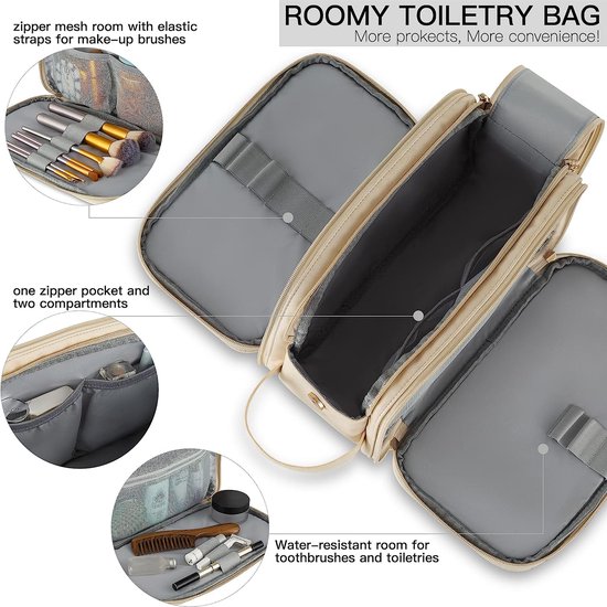 Trousse de toilette en cuir résistant à l'eau pour homme Grand sac de voyage  Kit de... | bol