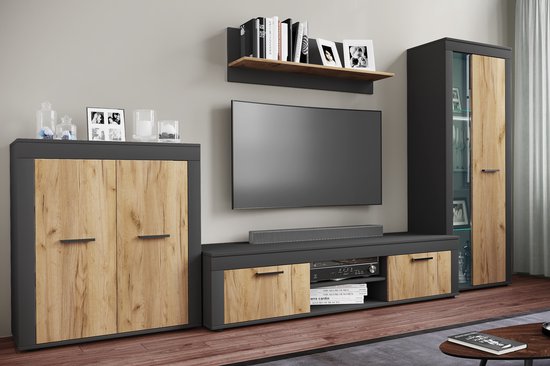 VCM Holz Kommode Sideboard Highboard Vitrine Wohnzimmer Schrank Usilo ...