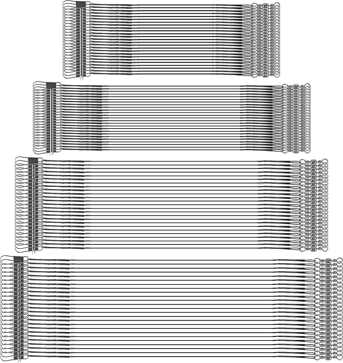 25 Stuks Roestvrijstalen Visdraad Sporen - 14 Kg Treksterkte - Met Snap & Swivel - Anti-beet - 15-30 Cm - Voor Snoek, Baars, Snoekbaars - Zout & Zoetwater - 4 Maten 3 Kleuren