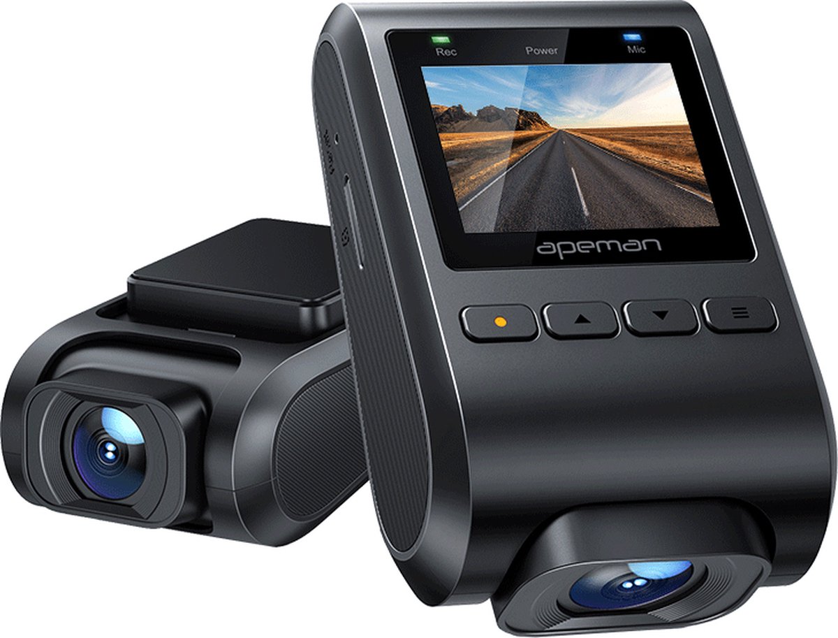 Apeman C370 Dashcam 1080P HD Wifi Auto Video Recorder met Continue Voeding Zwart