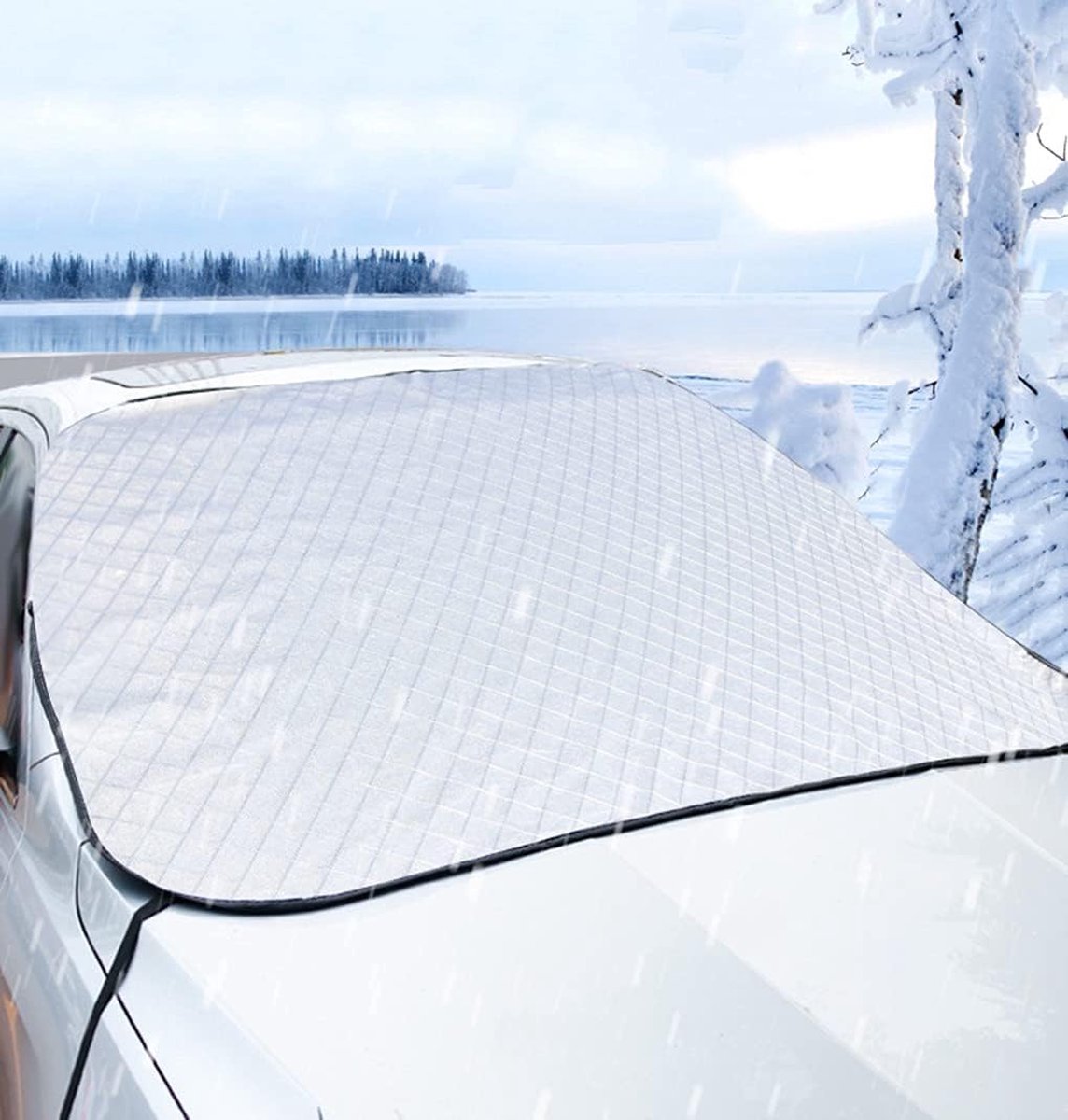 Housse de pare-brise de voiture, pare-soleil de voiture, couverture de pare- brise de voiture universelle magnétique anti-uv anti-glace et anti-gel, 145  x 113cm