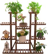 Plantenplank hout, extra grote bloemenplank met 11 niveaus, bloemenstandaard tuin, plantentrap met meerdere niveaus, 115 × 25 × 116cm