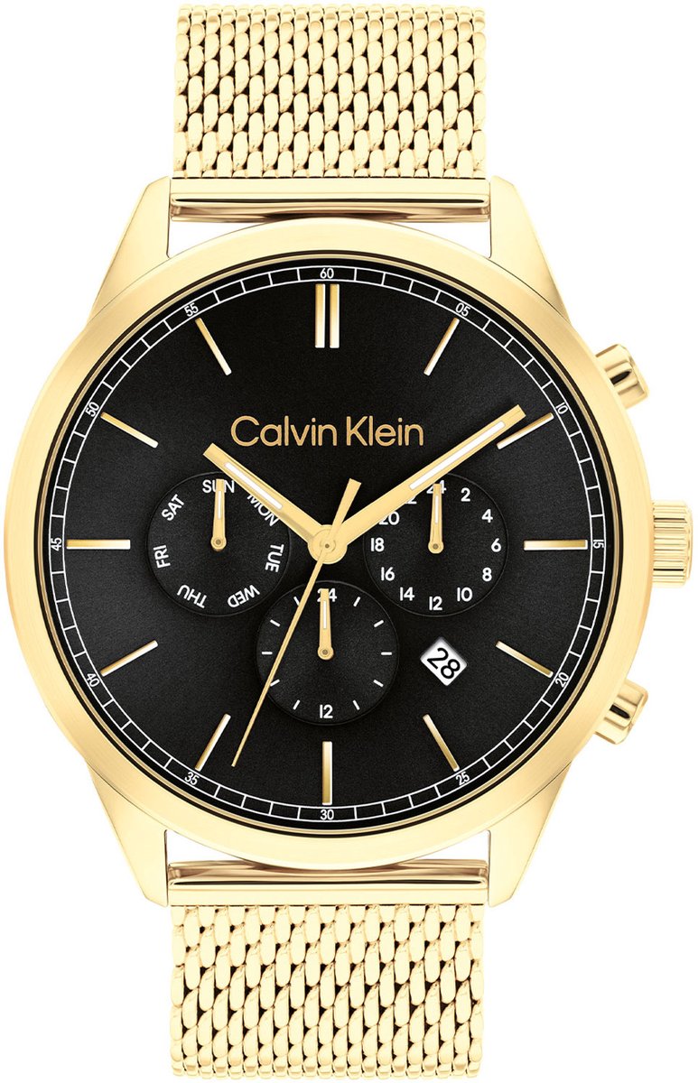 Calvin Klein CK25200375 Infinite Heren Horloge - Mineraalglas - Staal - Goudkleurig - 44 mm breed - Quartz - Druksluiting - 3 ATM (spatwater)