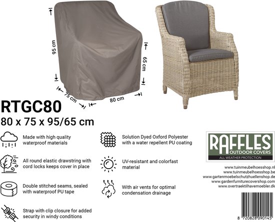 Housse chaise de jardin 80 x 75 H : 95/65 cm - Housse chaise de jardin - RTGC80