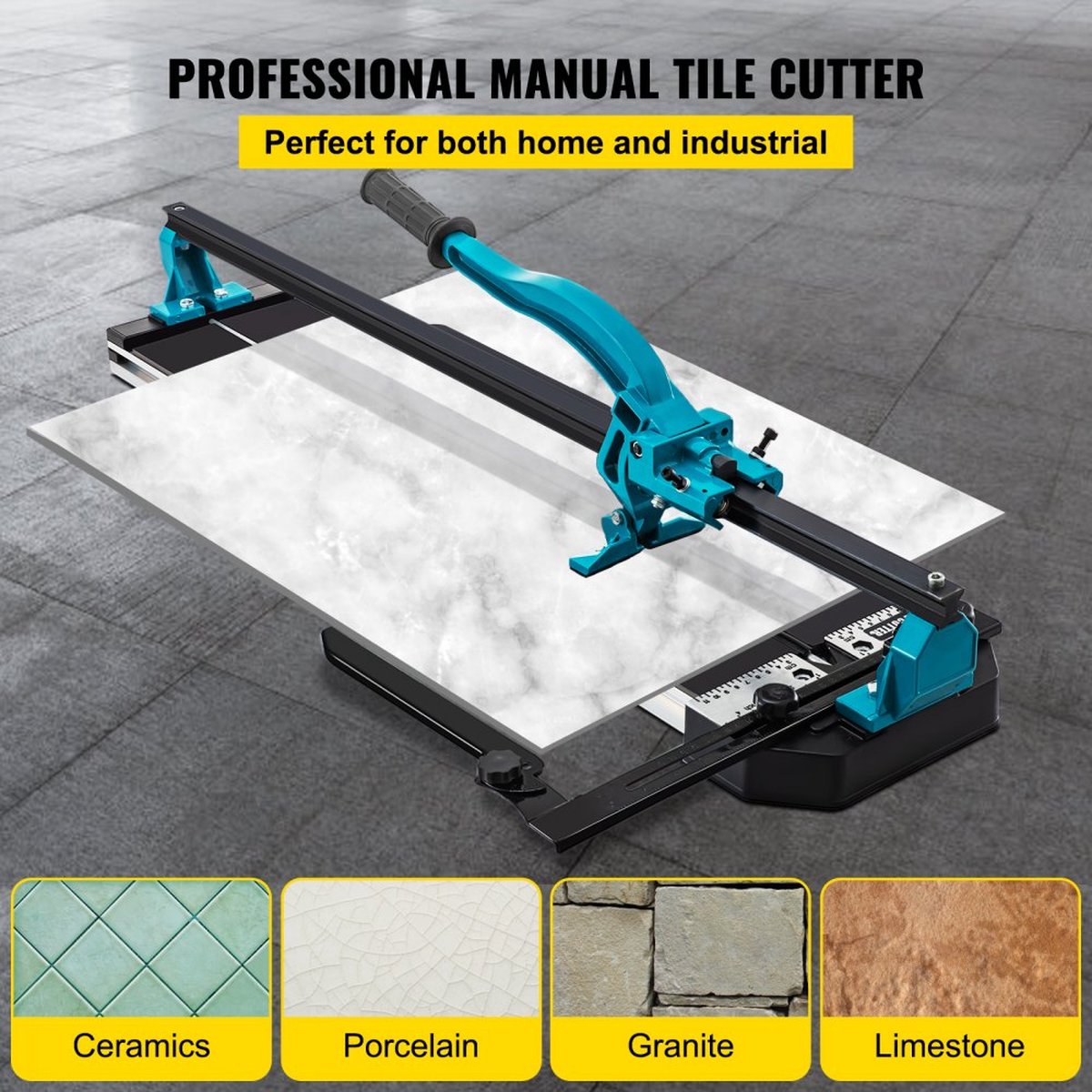 VEVOR Handmatige tegelsnijder, porseleinen keramische tegelsnijder met wolfraamcarbide snijwiel, infrarood positionering, antislip voeten, voor professionele installateurs of beginners