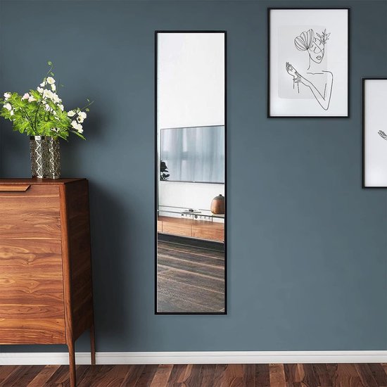 Miroir avec Cadre en Métal Noir 120 x 30 cm - Grand Miroir Mural HD Miroir  Complet... | bol