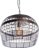 Grote open eettafel hanglamp | 1 lichts | brons / bruin | metaal | Ø 50 cm | in lengte verstelbaar tot 140 cm | woonkamer / eetkamer | modern / sfeervol design