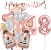 48 Jaar Verjaardag Cijferballon 48 - Feestpakket Snoes Ballonnen Pop The Bottles - Rose White Versiering
