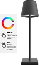 Oplaadbare RGB Tafellamp - Zwart - Oplaadbaar Lampje met RGB Verlichting - Touch Schakelaar - Nachtlamp - Bureau Lamp