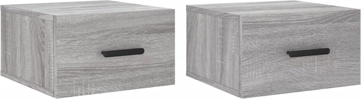 vidaXL Nachtkastjes - 2 - st - wandgemonteerd - 35x35x20 - cm - grijs - sonoma - eiken