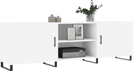 vidaXL Meuble TV 150x30x50 cm Bois fini Blanc - Meuble TV - Meuble TV - Meuble TV - Meuble de rangement