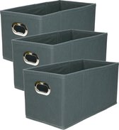 Set van 4x stuks opbergmand/kastmand 7 liter grijsblauw linnen 31 x 15 x 15 cm - Opbergboxen - Vakkenkast manden