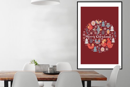 Illustration scandinave d'animaux et la citation Joyeux Noël 80x120 cm