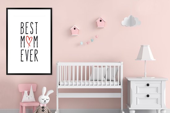 Photo encadrée - Citation de la fête des mères `` meilleure maman jamais '' sur fond blanc cadre photo 80x120 cm - Affiche encadrée (Décoration murale salon / chambre)