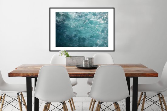 Poster in lijst - Fotolijst 90x60 cm - Posters - Zee - Water - Turquoise - Posterlijst zwart - Decoratie - Wanddecoratie woonkamer - Muurdecoratie slaapkamer