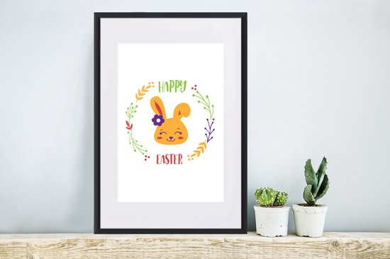Citation de Pasen Happy Pâques avec lapin de Pâques 40x60 cm