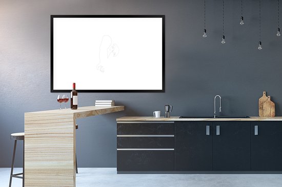 Photo en cadre - Line couple amoureux sur fond blanc Cadre photo noir avec passe-partout blanc 80x120 120x80 cm - Affiche sous cadre (Décoration murale salon / chambre)