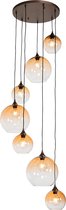 QAZQA sandra - Art Deco Grote hanglamp voor boven de eettafel | in eetkamer - 7 lichts - Ø 65 cm - Brons - Woonkamer | Slaapkamer | Keuken