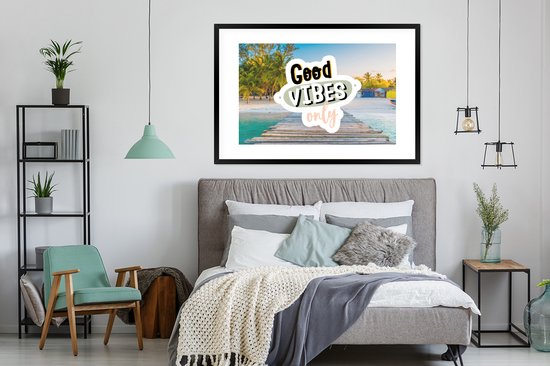 Cadre photo avec affiche - Été - Proverbes - Plage - 120x80 cm - Cadre pour affiche