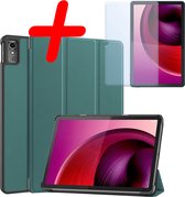 Hoesje Geschikt voor Lenovo Tab M10 5G Hoes Case Tablet Hoesje Tri-fold Met Screenprotector - Hoes Geschikt voor Lenovo Tab M10 5G Hoesje Hard Cover Bookcase Hoes - Donkergroen