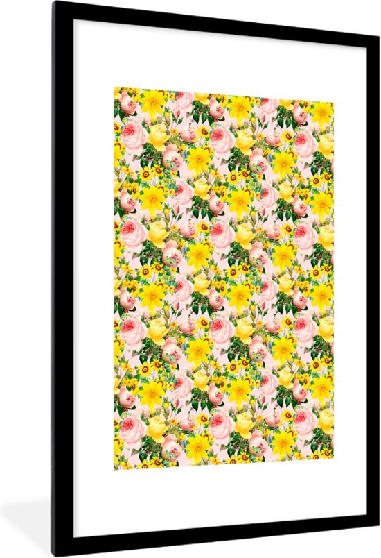 Fotolijst incl. Poster - Bloemen - Rozen - Lente - 40x60 cm - Posterlijst