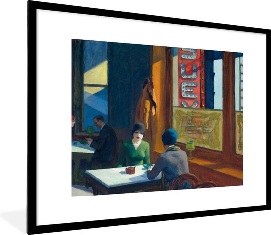 Fotolijst incl. Poster - Chop suey - Edward Hopper - 80x60 cm - Posterlijst