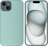 Hoesje Geschikt voor iPhone 15 Plus – Liquid siliconen Backcover – Mint Groen