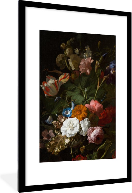 Fotolijst incl. Poster - Vaas met bloemen - Schilderij van Rachel Ruysch - 80x120 cm - Posterlijst
