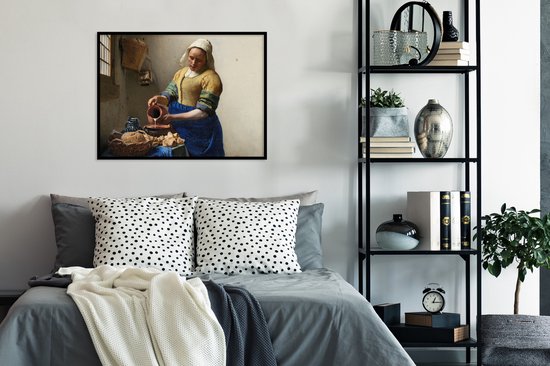 Cadre photo avec affiche - La Laitière - Peinture de Johannes Vermeer - 80x60 cm - Cadre pour affiche