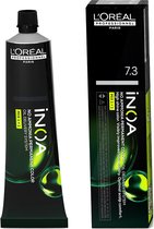 Tube et boîte de coloration L'Oréal Professionnel Inoa couleur 7.3 Blond Doré. Sans ammoniaque.