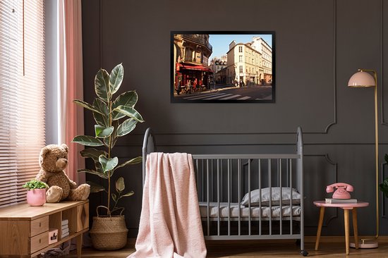 Fotolijst incl. Poster - De straatscène van Parijs - 90x60 cm - Posterlijst