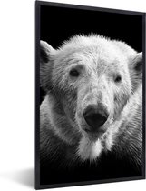 Fotolijst incl. Poster - IJsbeer - Dier - Zwart - Wit - 40x60 cm - Posterlijst