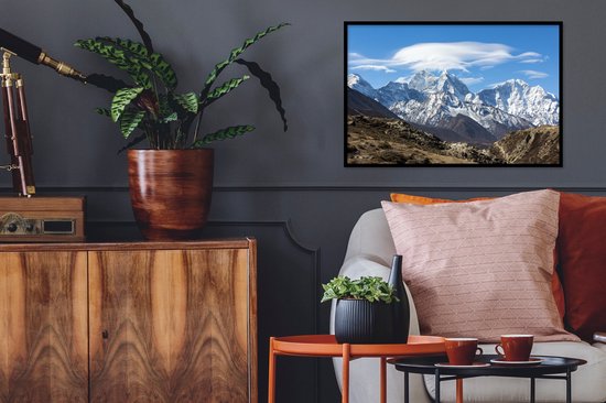 Affiche avec cadre Himalaya - Vue sur l' Himalaya - cadre photo noir - 60x40 cm - Affiche avec cadre