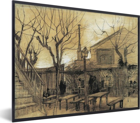Fotolijst incl. Poster - Tuinrestaurant la Guinguette in Montmartre - Vincent van Gogh - 40x30 cm - Posterlijst