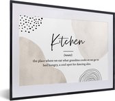 Fotolijst incl. Poster - Keuken definitie - Kitchen - Quotes - Spreuken - Woordenboek - 40x30 cm - Posterlijst