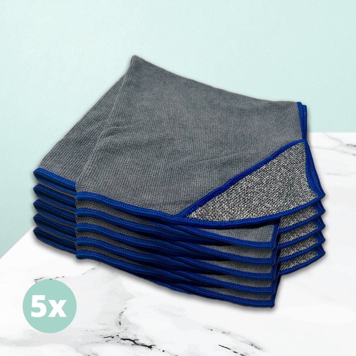 Goedkoopste Schoonmaakdoek - kookplaat - keuken - 5 stuks - microvezel met scrub (perfect voor inductie kookplaat