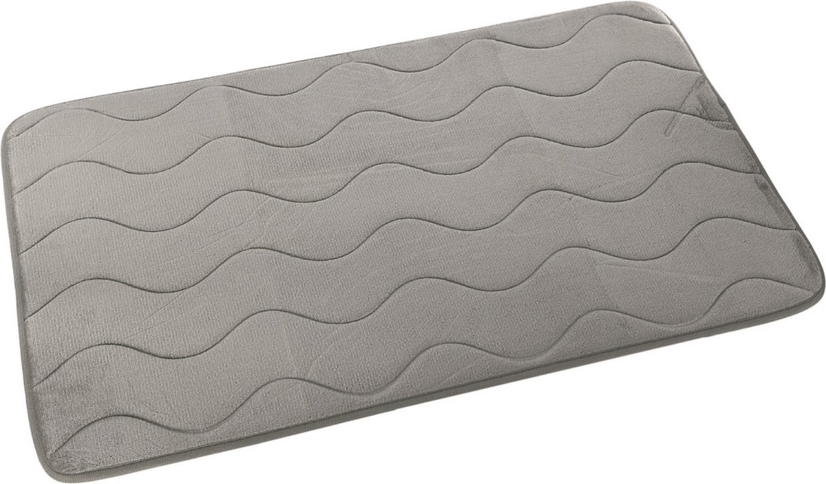 Raved Badkamermat 75 x 45 - Golven - Licht Grijs - Antislip - Uitwasbaar - Waterabsorberend