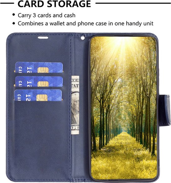 MobyDefend Hoesje - Geschikt voor Oppo A78 (5G) - Wallet Book Case Met Koord - Blauw