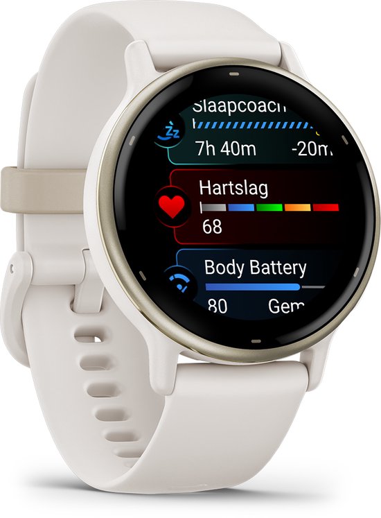 Garmin Vivoactive 5 - Sporthorloge - AMOLED-Scherm - Ivory/Cream Goudkleurig