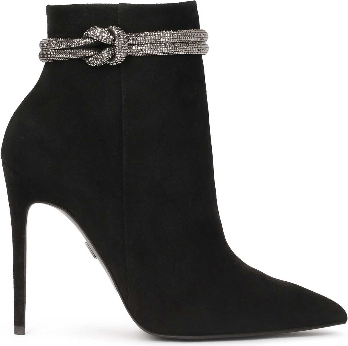 Kazar Black boots on a slender stiletto heel with a striking embellishment