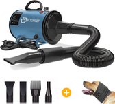PetChamp Professionele Hondenföhn met 4 Opzetstukken - Waterblazer voor honden - Inclusief gehoorschermer en geluidsdemper - 2800W Power - Stil design - Blauw