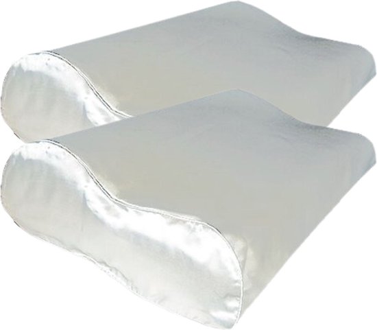 Voordeelset 2x 100% Zijden kussensloop Wit Glossy Ergonomisch - 22MM - 40x60cm - 40x60cm