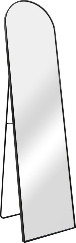 Spiegel Vrijstaande Cam - Verstelbaar - 160x40 cm - Zwart - Aluminium en glas - Modern design