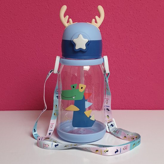 Rietjesbeker Kind - Drinkbeker met Rietje en Strap - 600ml - Fles - Anti-lek dop - 2+ jaar van Little Dutch — afbeelding 3