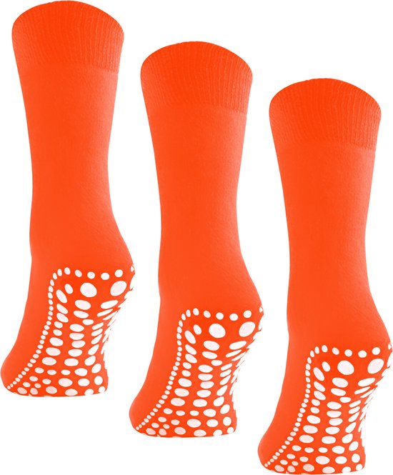 Huissokken anti slip - Antislip sokken - maat 35-38 - 1 paar - Oranje