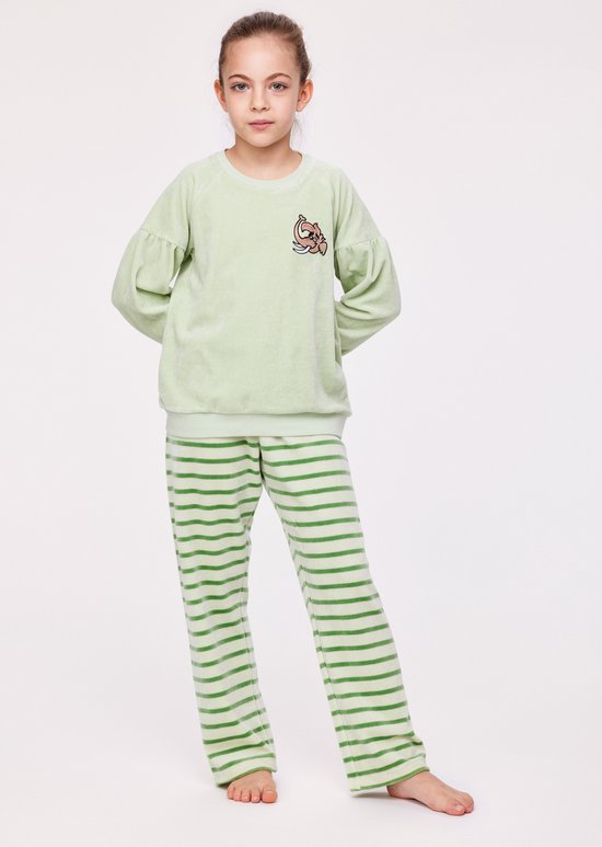 Woody pyjama meisjes -groen - mammoet - 232-10-PDV-V/704 - maat 164