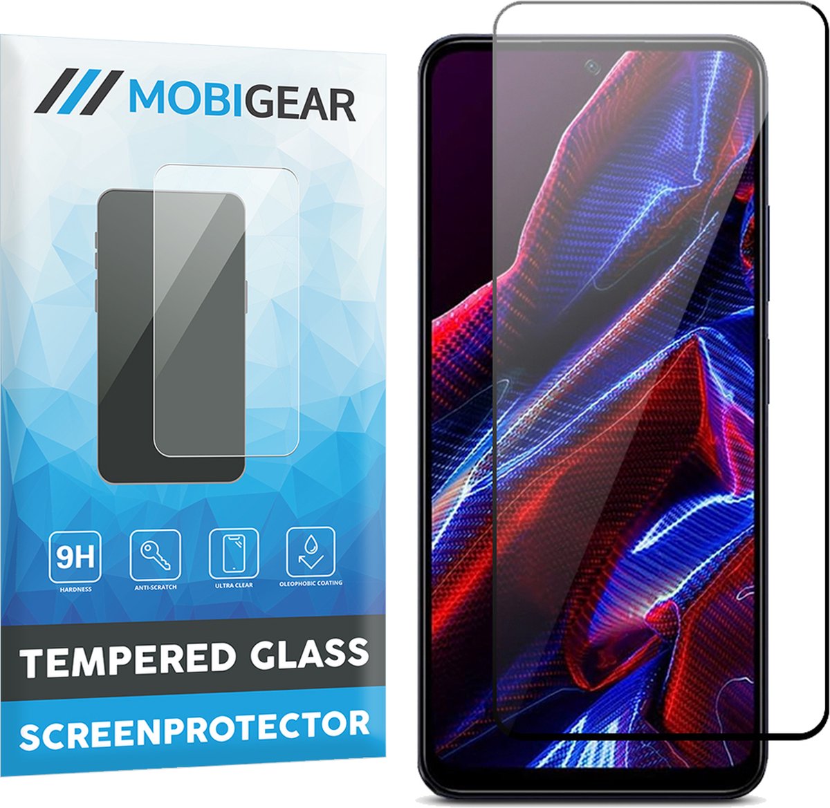 Mobigear Screenprotector geschikt voor POCO X5 Glazen | Mobigear Premium Screenprotector - Case Friendly - Zwart