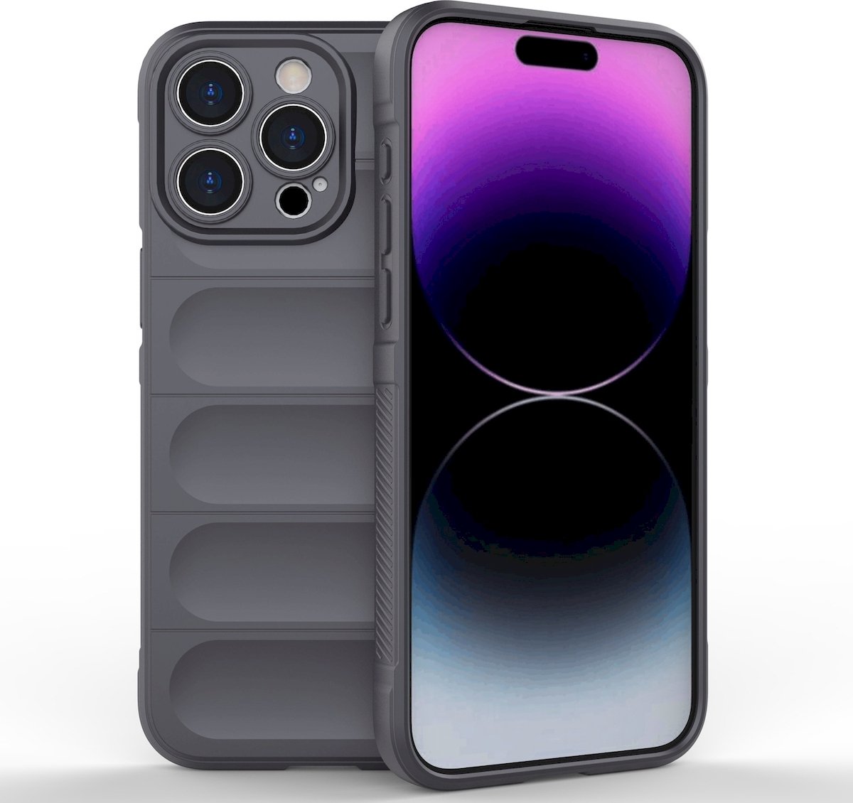 Mobigear Hoesje geschikt voor Apple iPhone 15 Pro Max Telefoonhoesje Flexibel TPU | Mobigear Bumpy Backcover | iPhone 15 Pro Max Case | Back Cover - Charcoal
