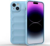 Mobigear Hoesje geschikt voor Apple iPhone 15 Plus Telefoonhoesje Flexibel TPU | Mobigear Bumpy Backcover | iPhone 15 Plus Case | Back Cover - Blauw
