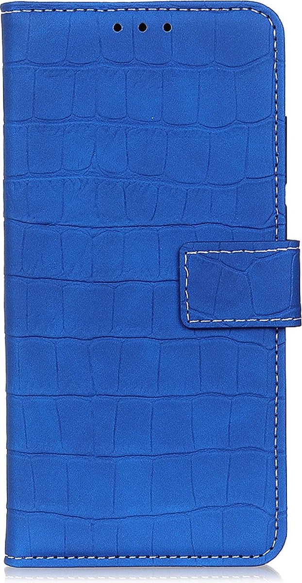 Mobigear Telefoonhoesje geschikt voor POCO X5 Hoesje | Mobigear Croco Bookcase Portemonnee | Pasjeshouder voor 3 Pasjes | Telefoonhoesje voor Pinpas / OV Kaart / Rijbewijs - Blauw